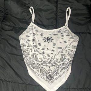 White Bandanna  crop tank